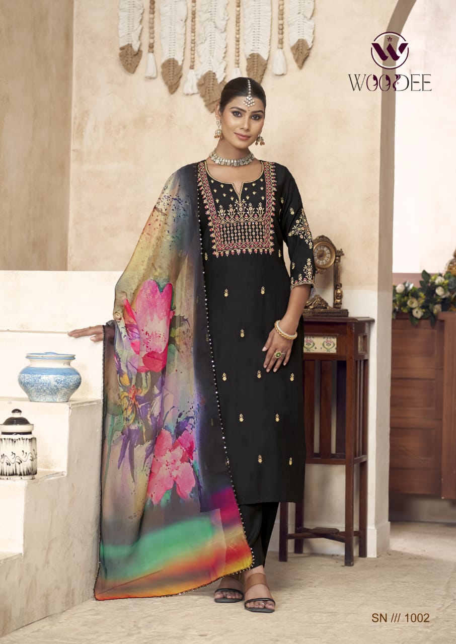 Diana By Woodee Viscose Silk Embroidery Kurti With Bottom Dupatta Wholesale Price In Surat